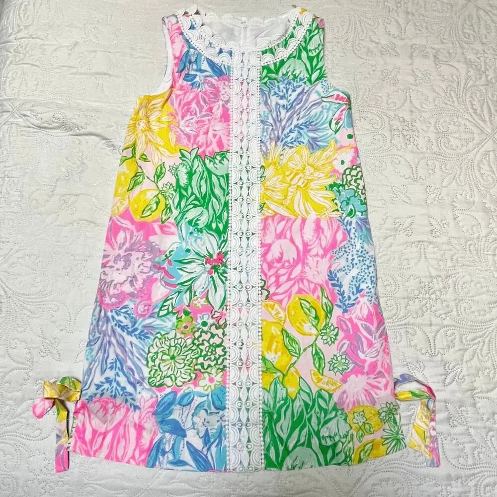 Lilly Pulitzer Multi Bright Delight Patch Classic Shift Dress Size 10